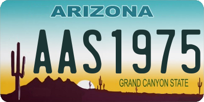 AZ license plate AAS1975