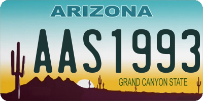 AZ license plate AAS1993