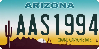 AZ license plate AAS1994