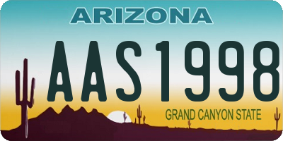 AZ license plate AAS1998