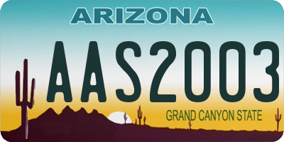 AZ license plate AAS2003