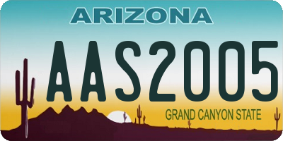 AZ license plate AAS2005