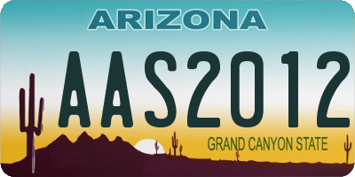 AZ license plate AAS2012