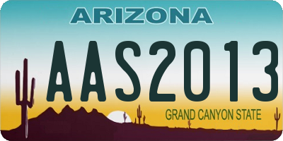 AZ license plate AAS2013