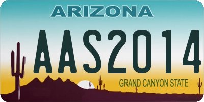 AZ license plate AAS2014