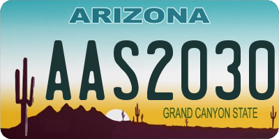 AZ license plate AAS2030