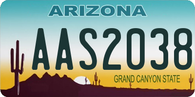 AZ license plate AAS2038
