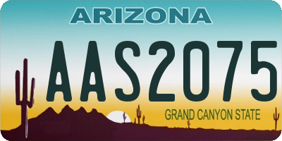 AZ license plate AAS2075
