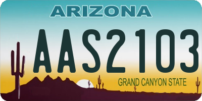 AZ license plate AAS2103