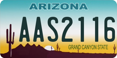 AZ license plate AAS2116