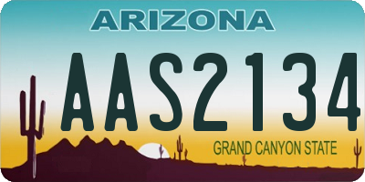 AZ license plate AAS2134