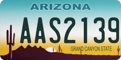 AZ license plate AAS2139
