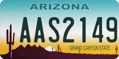 AZ license plate AAS2149