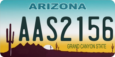 AZ license plate AAS2156