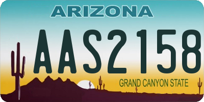 AZ license plate AAS2158