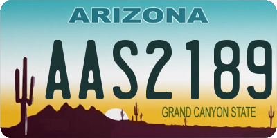 AZ license plate AAS2189