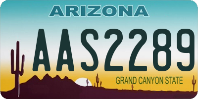 AZ license plate AAS2289