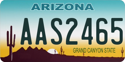 AZ license plate AAS2465