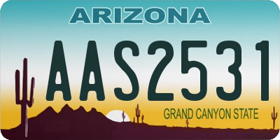 AZ license plate AAS2531