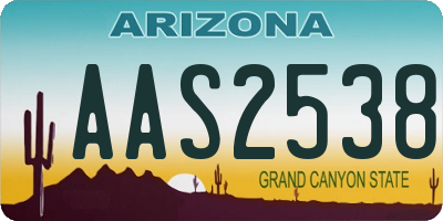 AZ license plate AAS2538