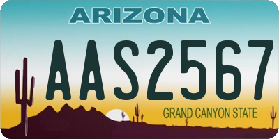 AZ license plate AAS2567