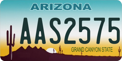 AZ license plate AAS2575