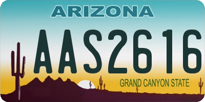 AZ license plate AAS2616