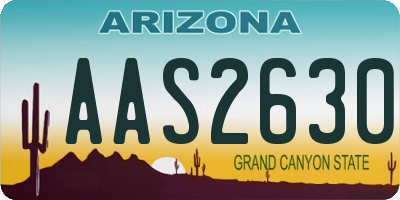 AZ license plate AAS2630