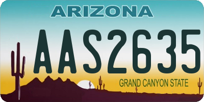 AZ license plate AAS2635