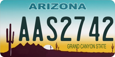 AZ license plate AAS2742