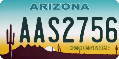 AZ license plate AAS2756