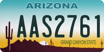 AZ license plate AAS2761