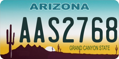 AZ license plate AAS2768