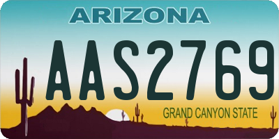 AZ license plate AAS2769