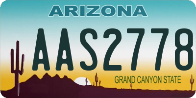 AZ license plate AAS2778