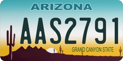 AZ license plate AAS2791