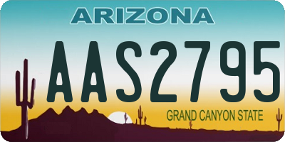 AZ license plate AAS2795