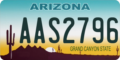 AZ license plate AAS2796