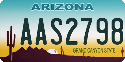 AZ license plate AAS2798