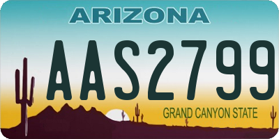 AZ license plate AAS2799