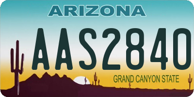 AZ license plate AAS2840