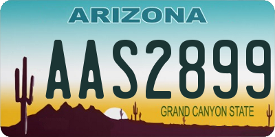 AZ license plate AAS2899