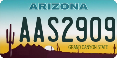 AZ license plate AAS2909