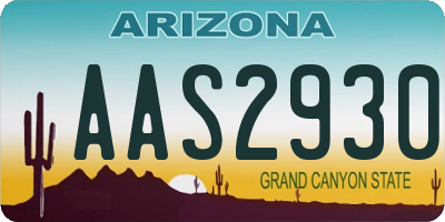 AZ license plate AAS2930