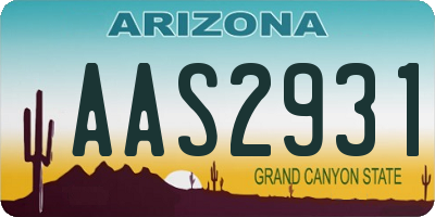 AZ license plate AAS2931