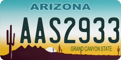 AZ license plate AAS2933