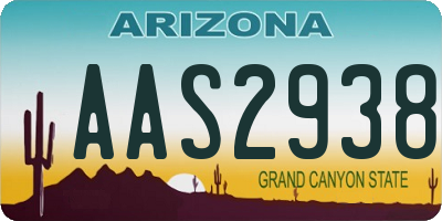 AZ license plate AAS2938