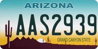 AZ license plate AAS2939