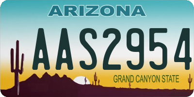 AZ license plate AAS2954