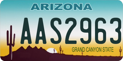 AZ license plate AAS2963